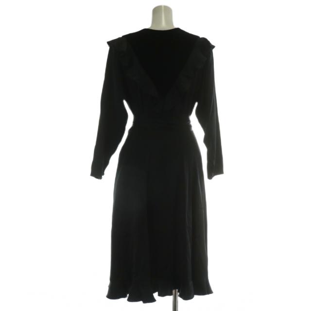 【中古】Christian Dior PRET A PORTER ワンピース シルク ベロア 切り替え 長袖 ロング 肩パッド ベルト付き 7 S 黒 中古】Christian Dior PRET A PORTER ワンピース シルク ベロア