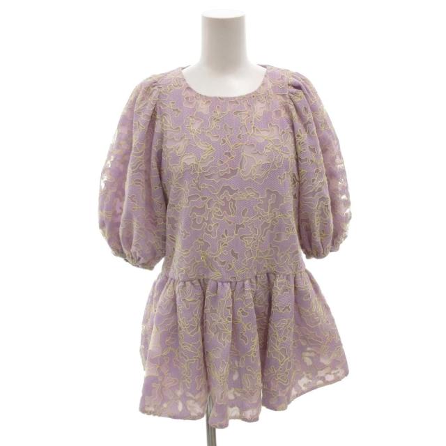 【中古】スティーヌゴヤ Stine Goya ペプラム ブラウス シャツ レース 半袖 S 紫 パープル A0122FB /FF レディース