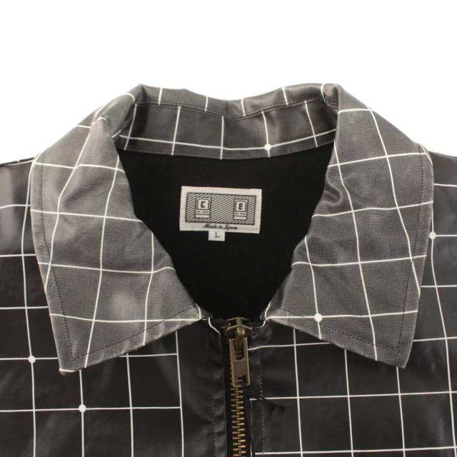 【中古】C.E CAV EMPT COATED GRID JACKET タグ付き ステンカラーコート ジャケット チェック PVCコーティング L  黒｜au PAY マーケット