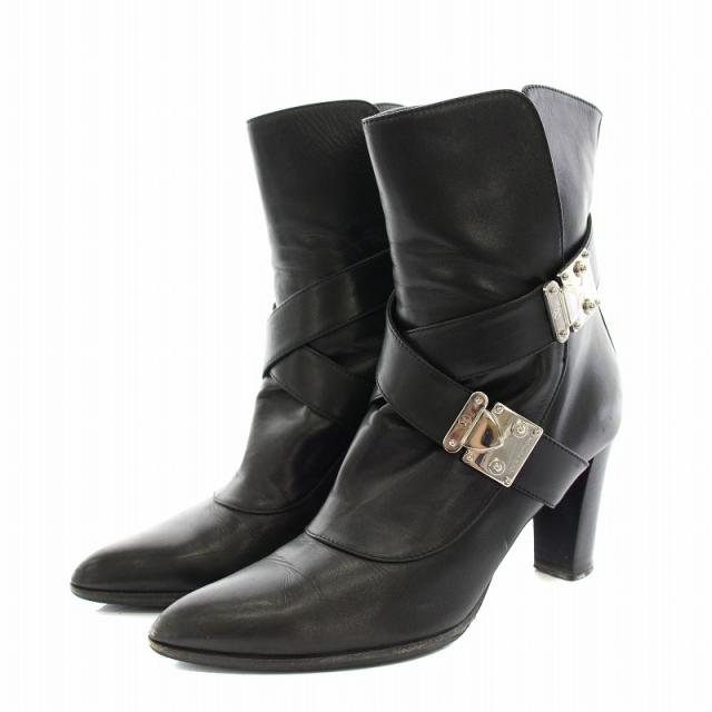 ルイ・ヴィトン ヒールブーツ 38 中古】ルイヴィトン ショートブーツ ポインテッドトゥ チャンキー