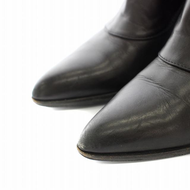 【中古】ルイヴィトン ショートブーツ ポインテッドトゥ チャンキーヒール ベルトデザイン 36 23.0cm 黒 レディース