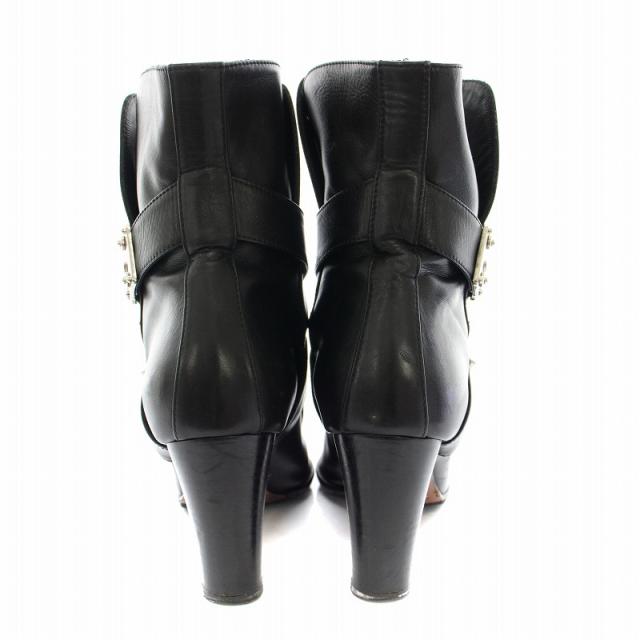 【中古】ルイヴィトン ショートブーツ ポインテッドトゥ チャンキーヒール ベルトデザイン 36 23.0cm 黒 レディース