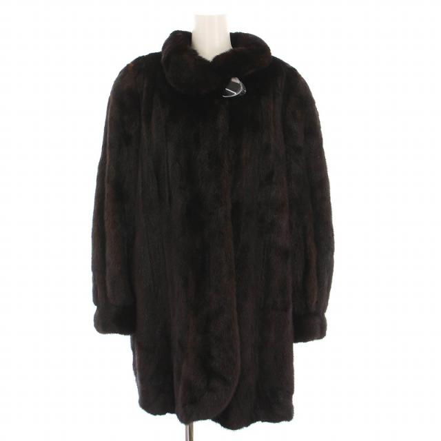 【中古】エンバ EMBA 毛皮コート ミンクファー 裏地総柄 アウター 13 茶 /YM レディース