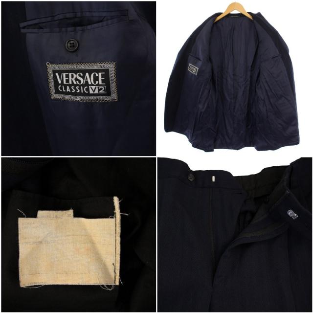 【中古】VERSACE CLASSIC V2 スーツ セットアップ 上下 テーラードジャケット パンツ 52 紺 メンズ_6