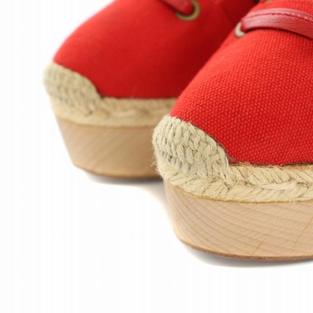 【中古】エルメス サンダル エスパドリーユ ウエッジソール ウッドソール レースアップ 36 23.0cm 赤 レディース