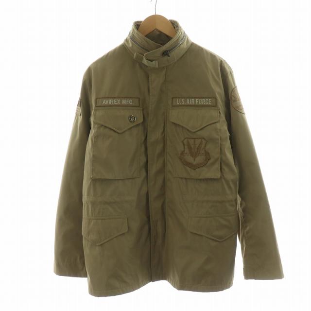 【中古】アヴィレックス アメリカ空軍70周年記念 タイプ M-65 フライトジャケット アウター フーディー L ベージュ