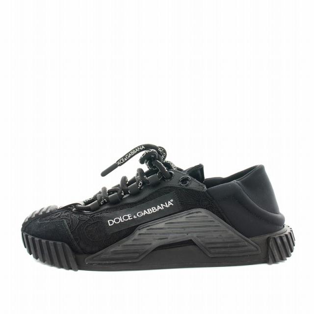 【中古】ドルチェ&ガッバーナ ドルガバ スニーカー スエード レース ナイロン 花柄 36 黒 CK1754 レディース