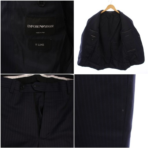 【中古】EMPORIO ARMANI T LINE セットアップ スーツ 上下 ジャケット パンツ 48 ネイビー メンズ_7