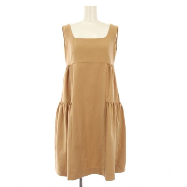 【中古】フォクシーニューヨーク レディエンパイア ノースリーブ ワンピース ひざ丈 38 ベージュ レディース