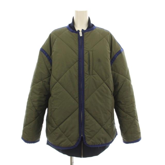 【中古】アンスリード レイヤードキルティングブルゾン 中わたジャケット ジップアップ 36 カーキ 紺 522210101101