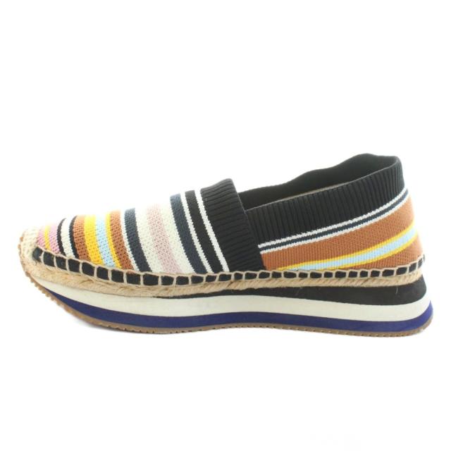 【中古】トリーバーチ DAISY SLIP-ON デイジースリッポン スニーカー ボーダー柄 ロゴ 6.5M マルチカラー 53602