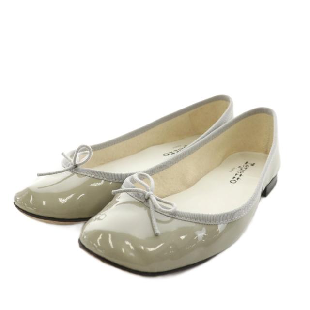 【中古】レペット Repetto バレエシューズ パンプス リボン エナメル 37 グレー /AN7 レディース