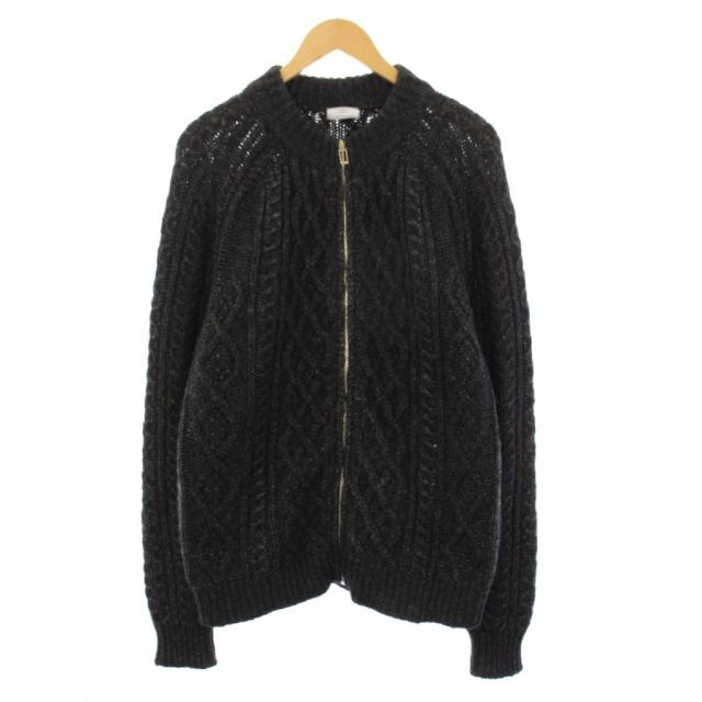 【中古】ディオールオム Dior HOMME ウール ドライバーズ ニットカーディガン 長袖 ジップアップ M グレー