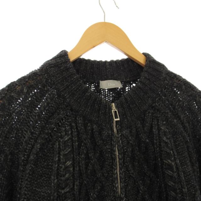 【中古】ディオールオム Dior HOMME ウール ドライバーズ ニットカーディガン 長袖 ジップアップ M グレー_3