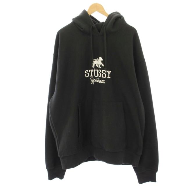 【中古】ステューシー STUSSY Pull Over Hoody Parker パーカー スウェット ロゴプリント 長袖 XXL 黒 ブラック