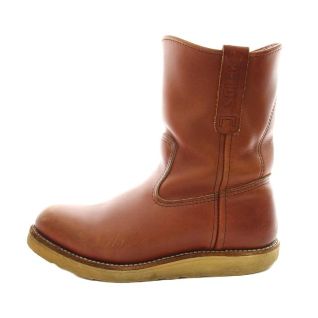 【中古】レッドウィング REDWING ペコスブーツ ショートブーツ レザー 7.5 茶 ブラウン 8866 /AN65 レディース