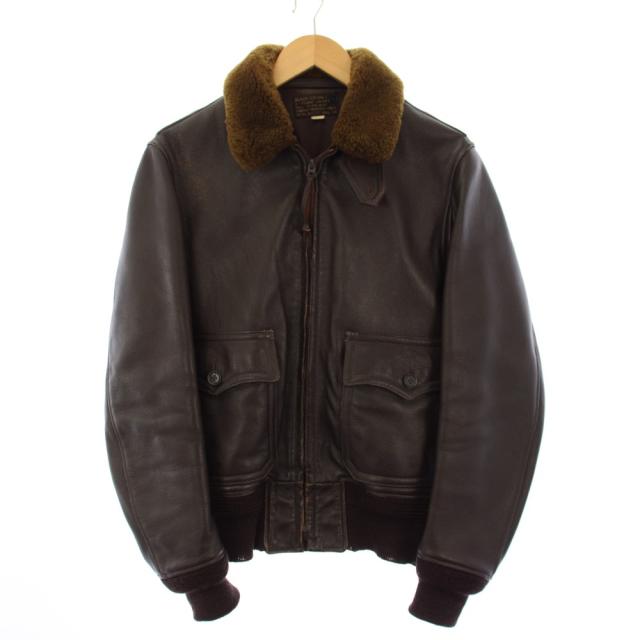 【中古】ザリアルマッコイズ G-1 飛翔上衣 なめし革上衣 衿ボア 36 茶 赤銅色 55J14 メンズ
