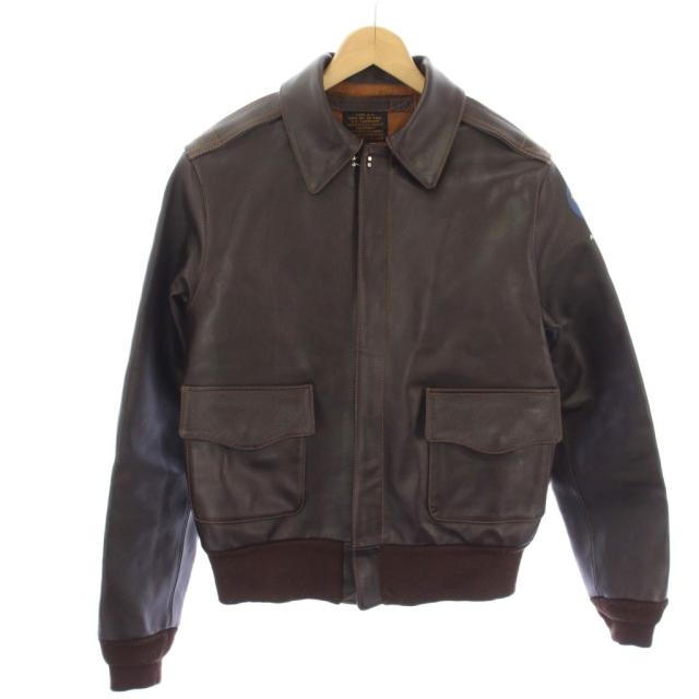 【中古】モーガンプロダクション レザージャケット 革ジャン ブルゾン 36 茶 ブラウン 30-1415 A-2 /HN メンズ