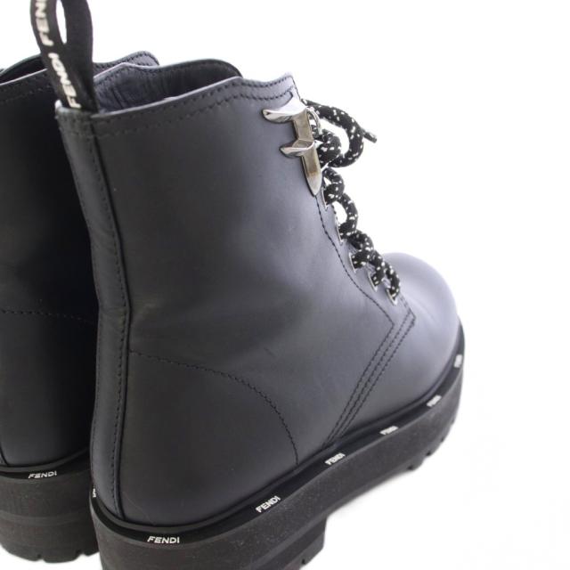 【中古】フェンディ FENDI ROMA ショートブーツ レザー レースアップ 37 黒 ブラック /TK レディース_6
