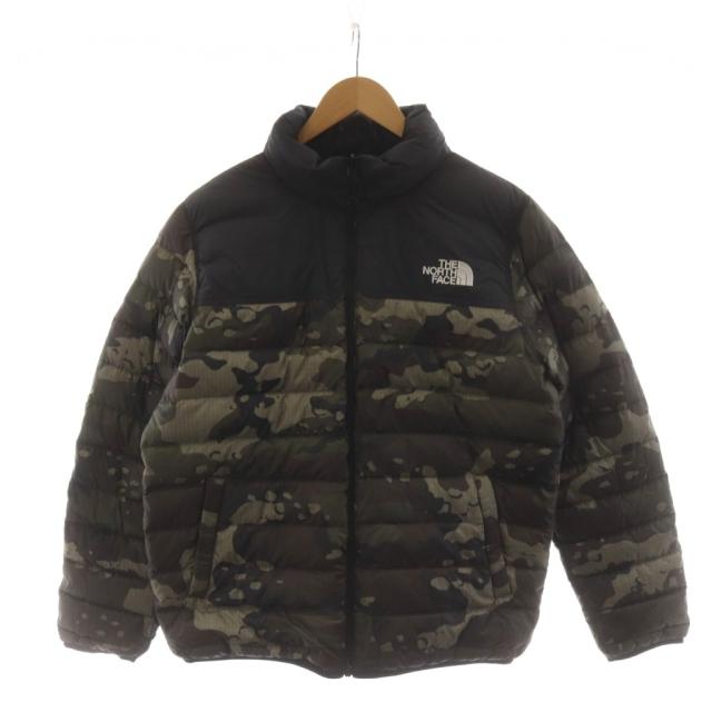 【中古】ザノースフェイス ホワイトレーベル M'S NUPTSE 2-WAY ダウンジャケット リバーシブル 上着 L/100 カーキ