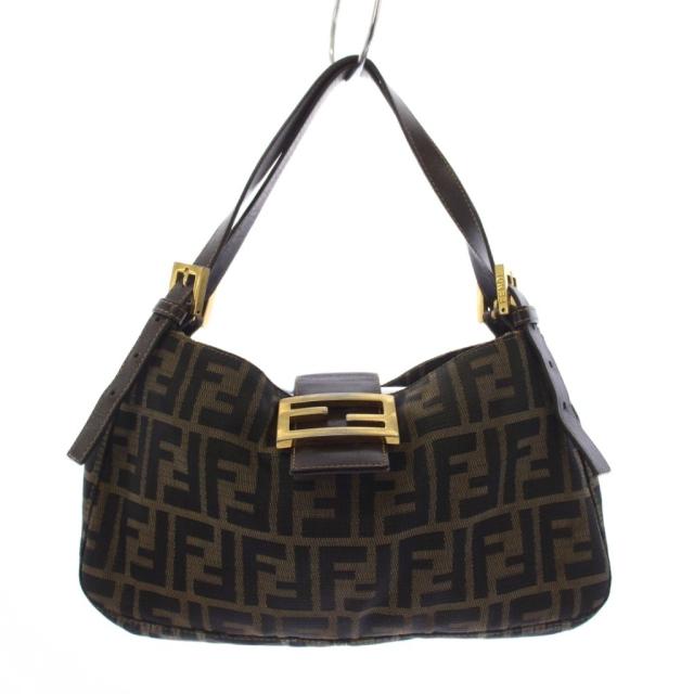 【中古】フェンディ FENDI ズッカ柄 マンマバケット ハンドバッグ 茶 /AN ■OH ●D レディース