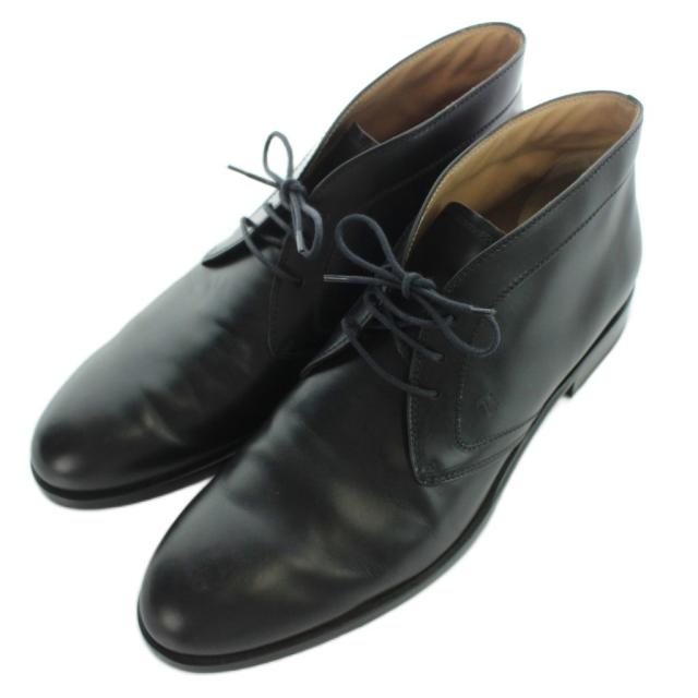 【中古】トッズ TOD'S チャッカブーツ レザー レースアップ 30cm 黒 ブラック /YI18 メンズ