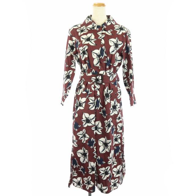 中古 Sマックスマーラ S Max Mara シャツワンピース 花柄 長袖 ロング ベルト付き 40 ボルドー 白 紺 レディースの通販はau Pay マーケット ブランド古着のベクトル