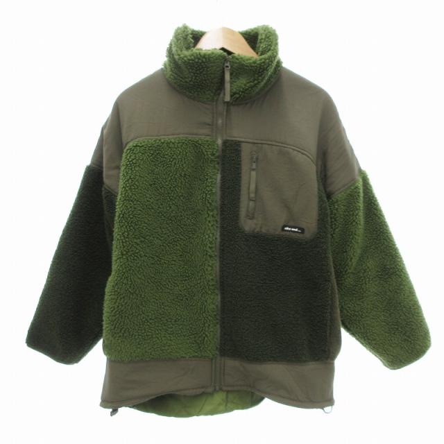 【中古】ニコアンド Niko and.. フリースジャケット 中綿ブルゾン ボア L カーキ /JS レディース