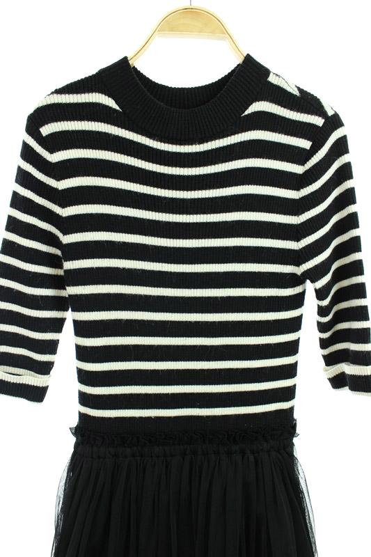 中古 レイビームス Ray Beams ワンピース ニット チュール ひざ丈 七分袖 ボーダー 黒 Kn レディースの通販はau Pay マーケット ブランド古着のベクトル