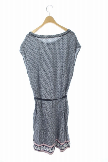 中古 パドカレ Pas De Calais ワンピース ひざ丈 フレンチスリーブ 総柄 ウエストリボン S 紺 ネイビー Es レディースの通販はau Pay マーケット ブランド古着のベクトル