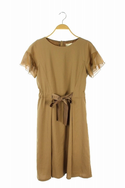 中古 自由区 オンワード樫山 ワンピース 膝丈 半袖 ウエストリボン 32 ベージュ Hh レディースの通販はau Pay マーケット ブランド古着のベクトル