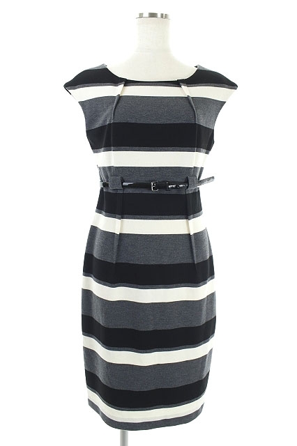 中古 カルバンクライン Calvin Klein ワンピース ノースリーブ ボーダー 膝丈 4 黒 白 グレー Ao レディースの通販はau Pay マーケット ブランド古着のベクトル