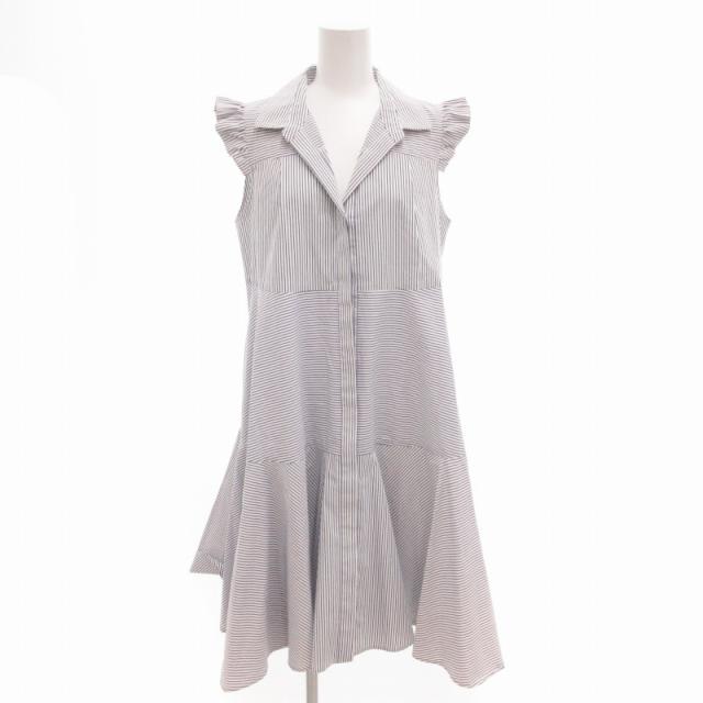 【中古】フォクシーニューヨーク シャツワンピース オープンカラー 開襟 オーシャンウェイブ ストライプ ひざ丈 40の通販は