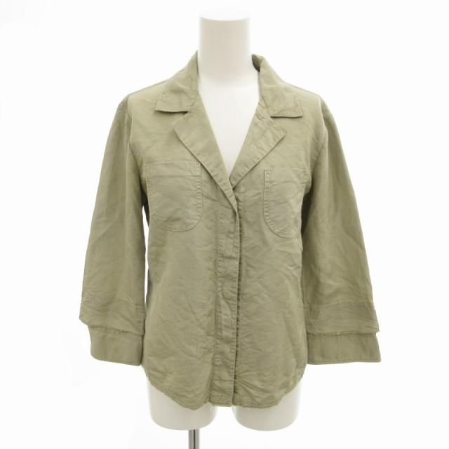 【中古】プラダスポーツ ヴィンテージ ジャケット ブレザー 絹 シルク スナップボタン カットオフ 40 M カーキ 緑の通販は