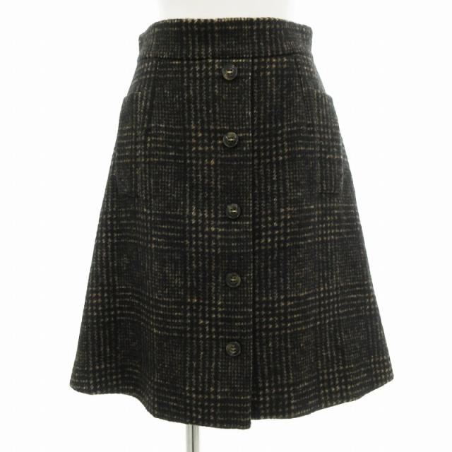 【中古】ドルチェ&ガッバーナ DOLCE&GABBANA 美品 台形スカート 総柄 裏地レオパード柄 アルパカ混 ひざ丈 40 M 茶の通販は 8,330円