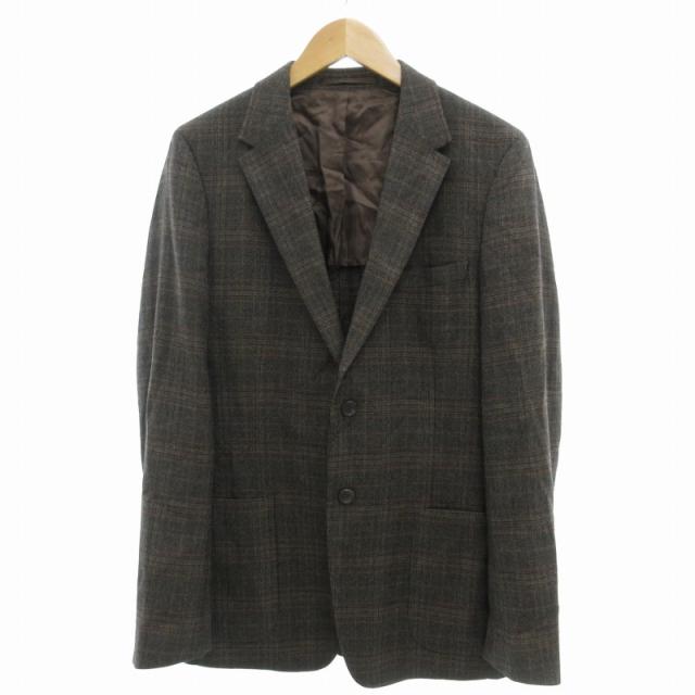 【中古】プラダ PRADA シングル テーラードジャケットー ブレザー 2B センターベント チェック カシミア混 XLの通販は
