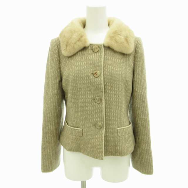 【中古】フォクシー ブティック FOXEY BOUTIQUE ミンクファージャケット ブルゾン 毛皮 カシミヤ混 38 M ベージュの通販は