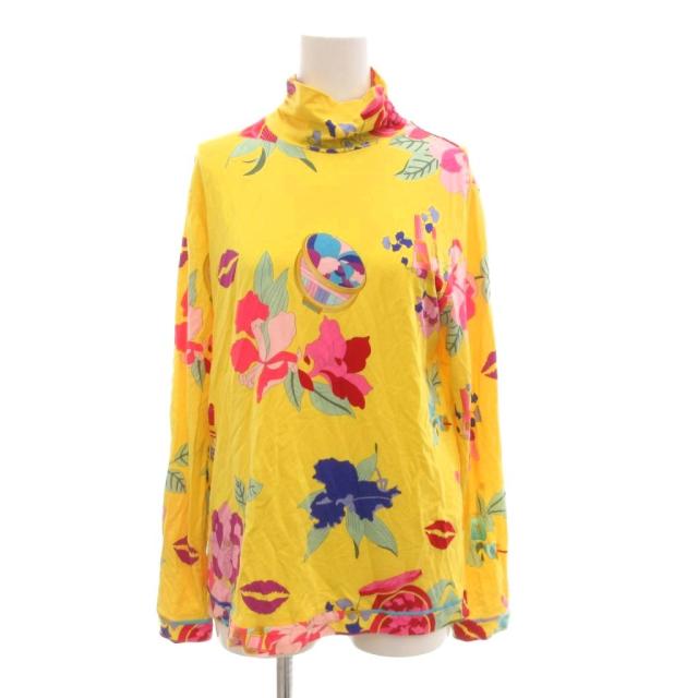 【中古】レオナールスポーツ LEONARD SPORT Tシャツ カットソー 40 長袖 タートルネック 総柄 黄 イエロー /AE