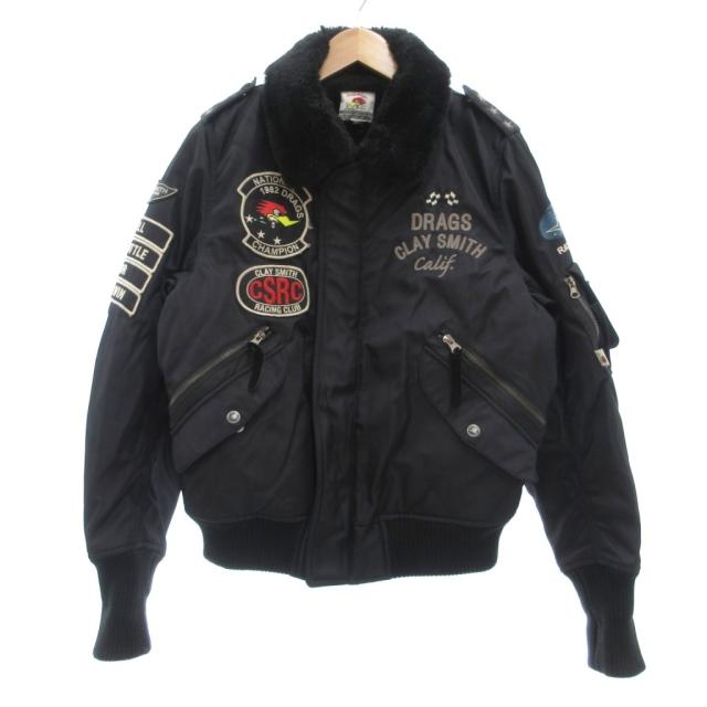 【中古】クレイスミス Clay Smith DRAG FORCE ウィンタージャケット 中綿 ワッペン L 黒 ブラック /UO ■GY12 メンズ