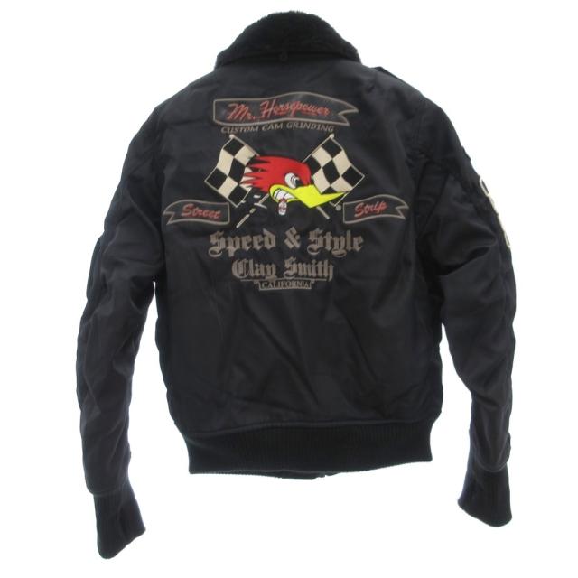 【中古】クレイスミス Clay Smith DRAG FORCE ウィンタージャケット 中綿 ワッペン L 黒 ブラック /UO ■GY12 メンズ_1