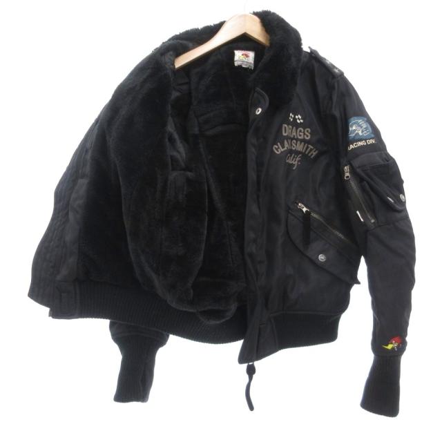 【中古】クレイスミス Clay Smith DRAG FORCE ウィンタージャケット 中綿 ワッペン L 黒 ブラック /UO ■GY12 メンズ_2