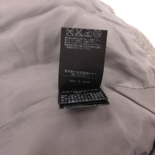 【中古】フォクシー ダブルブレスト スジャケット アウター ウール 2 レザーくるみ釦 グレー /SX ■GY06 レディース_6