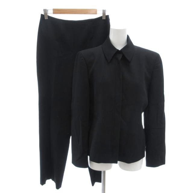 【中古】エンポリオアルマーニ EMPORIO ARMANI 美品 セットアップ ジャケット パンツ ウール 40 黒 ブラック