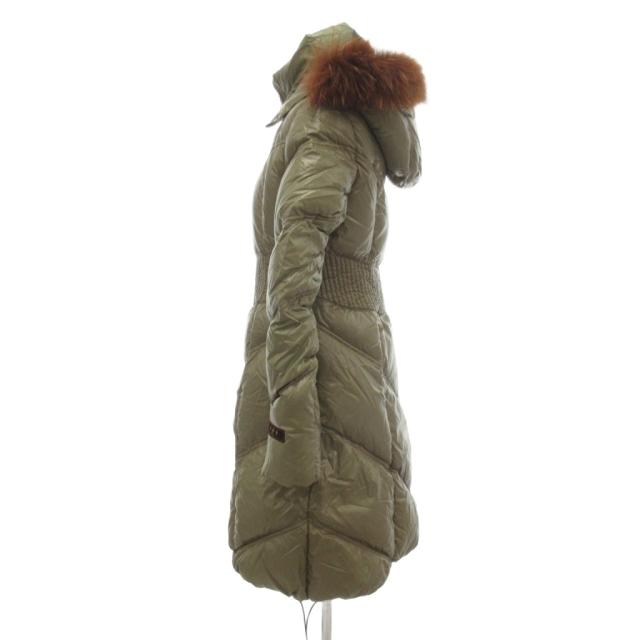 【中古】タトラス TATRAS ロング ダウンコート ナイロン ラクーンファー フード付き 2 カーキ系 /UO ■GY06_2