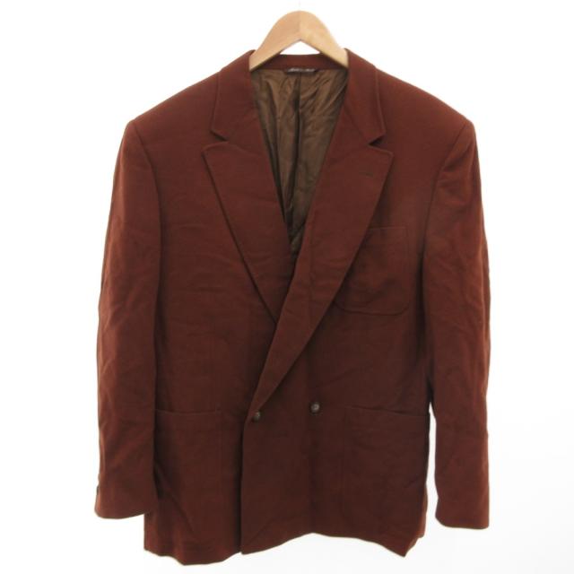 【中古】ランバン LANVIN テーラードジャケット カシミヤ混 ダブルボタン 48 赤茶 ブラウン /JS ■GY06 メンズ