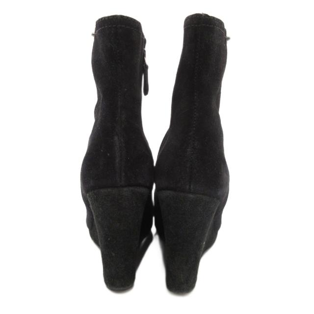 【中古】プラダ PRADA ブーティ ショートブーツ スエードレザー チャンキーヒール 36 黒 ブラック /JS ■GY06_3