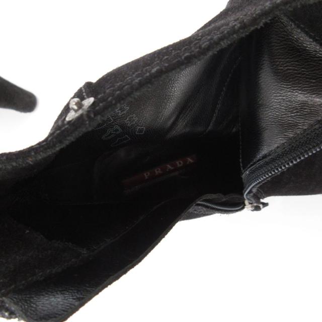 【中古】プラダ PRADA ブーティ ショートブーツ スエードレザー チャンキーヒール 36 黒 ブラック /JS ■GY06_5