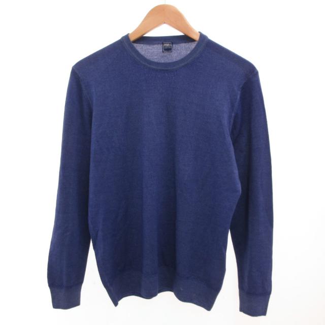 【中古】フェデリ FEDELI ニット カットソー 長袖 ウール 48 青 ブルー /JS ■GY06 メンズ