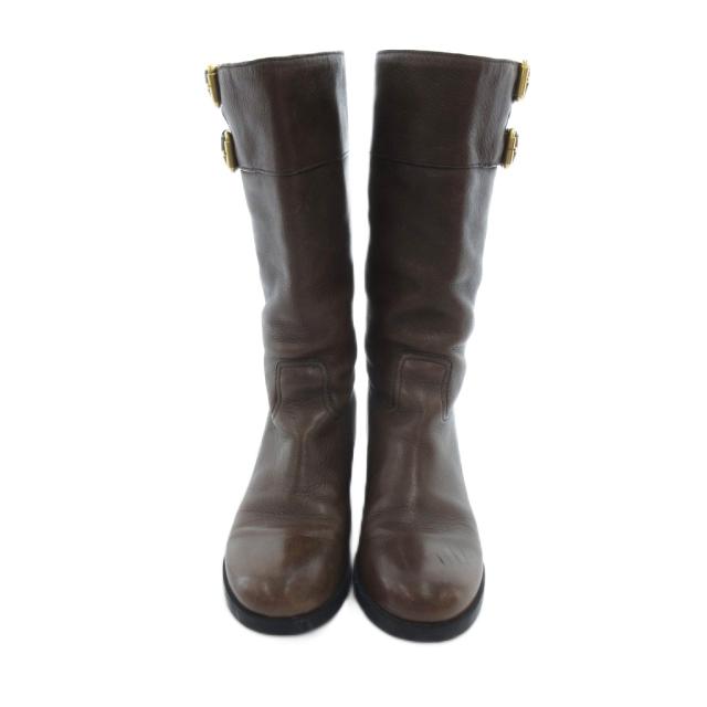 【中古】プラダスポーツ PRADA SPORT ロングブーツ 鹿革 ディアスキンレザー 37 茶 ブラウン /UO レディース_2