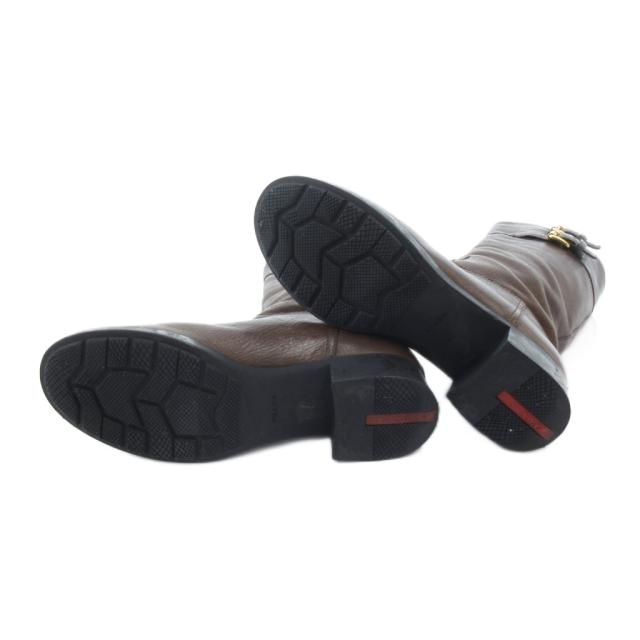 【中古】プラダスポーツ PRADA SPORT ロングブーツ 鹿革 ディアスキンレザー 37 茶 ブラウン /UO レディース_4